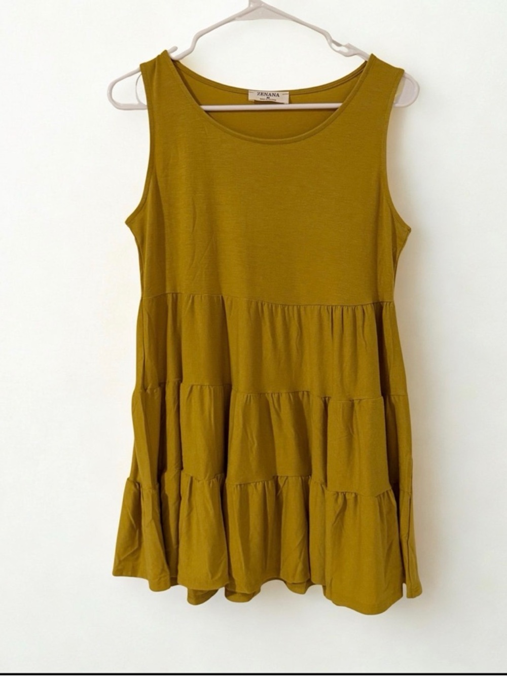Zenana Mustard Yellow Tiered Tank - Med NWT - Picture 2 of 5